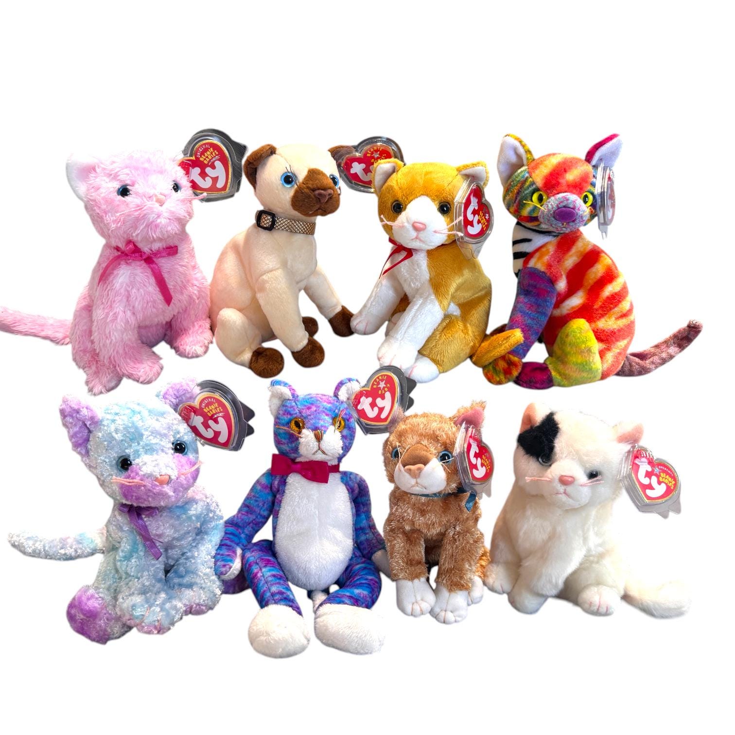 Ty Beanie Babies Cats Fleur Mattie Kooky Kaleidoscope Siam Delilah