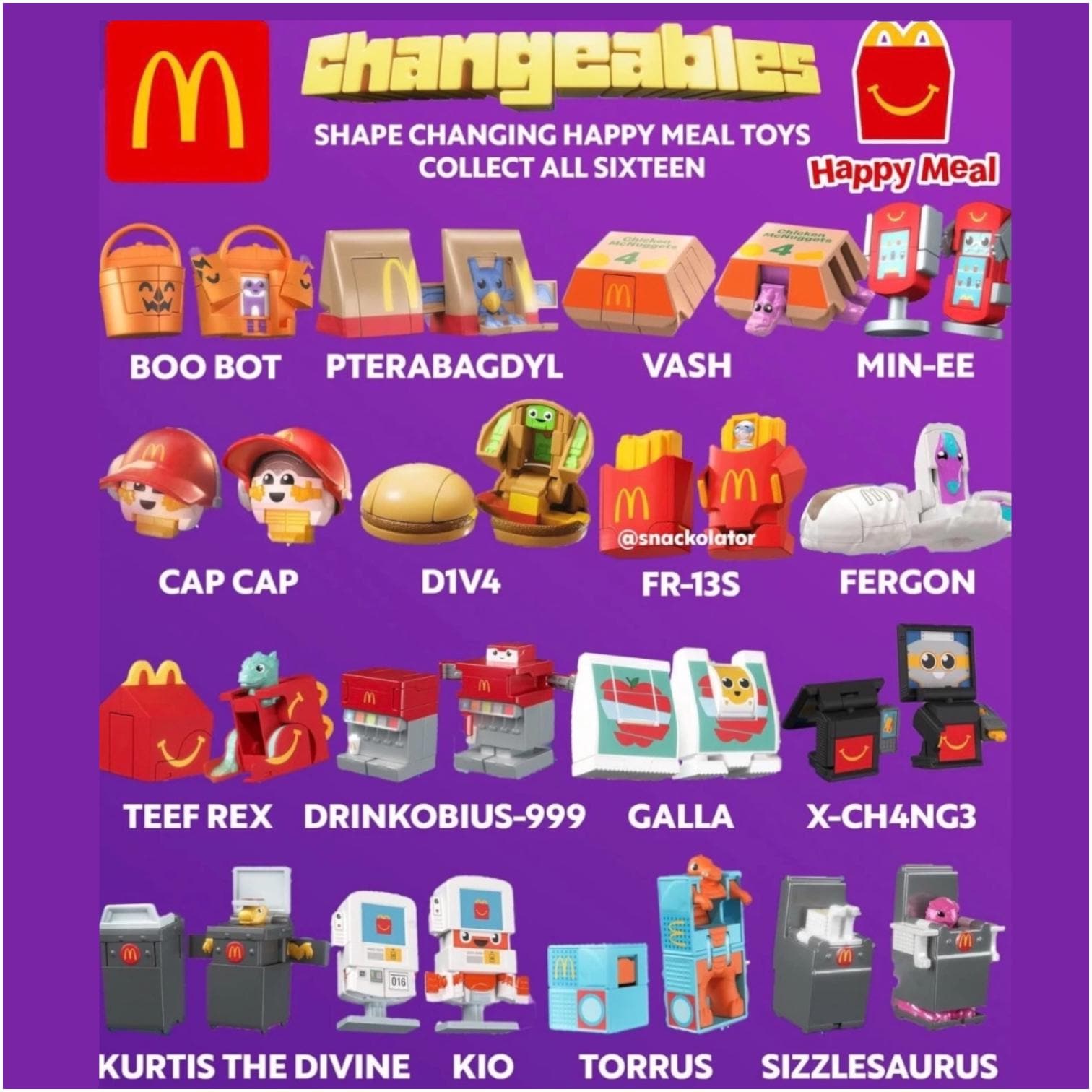 Mcdonald's Changables 2026 Happy Meal Toys #1-#16 New in Packaging