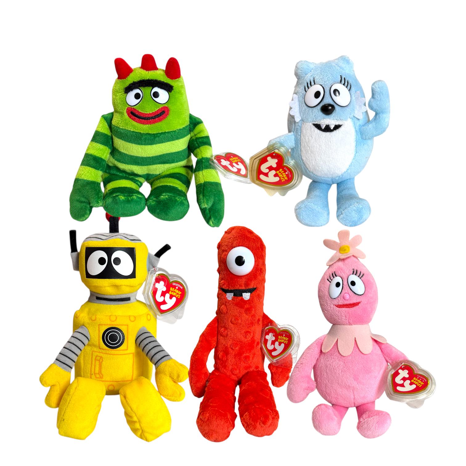 Ty Beanie Babies Yo Gabba Gabba Characters Plex, Foofa, Muno