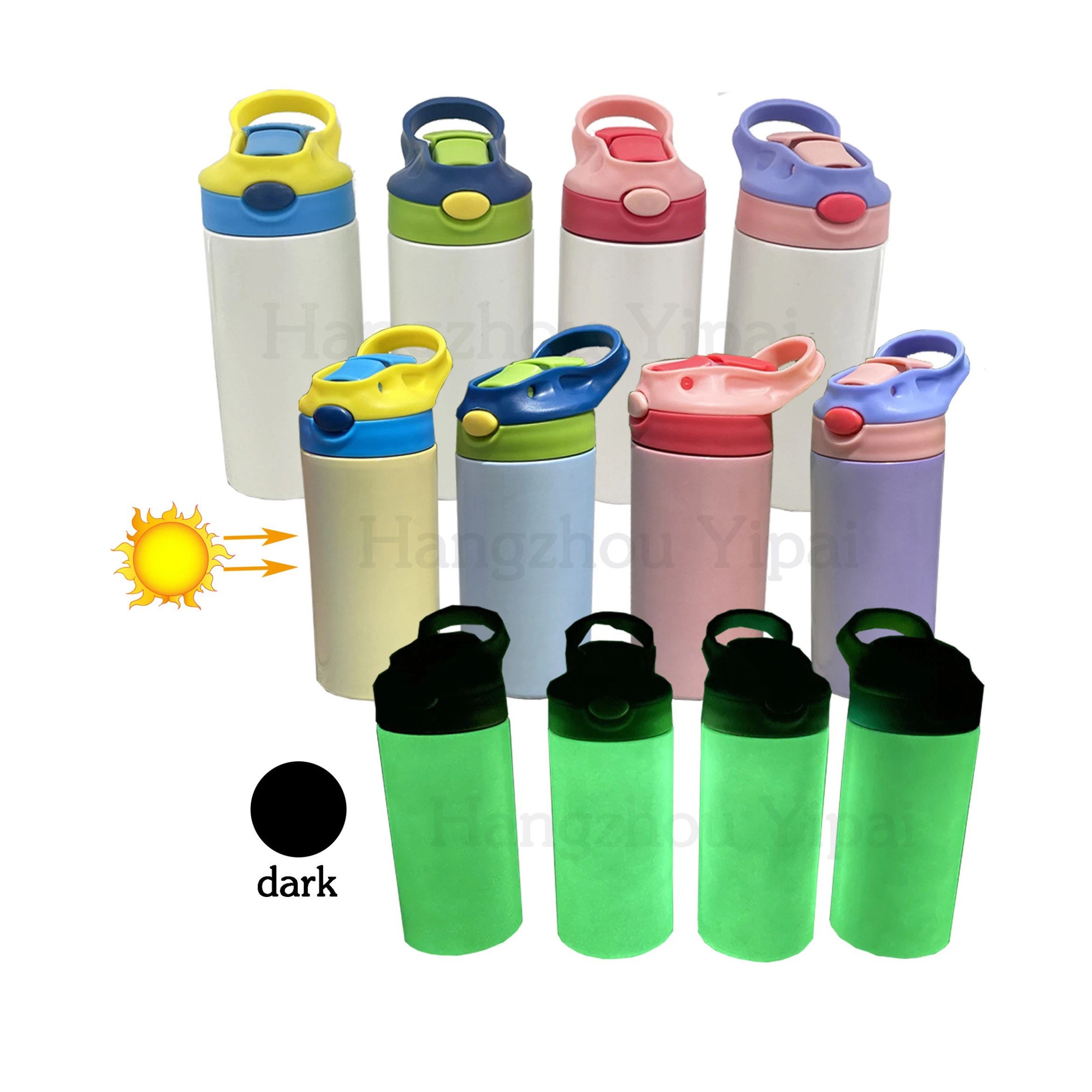 12 Pack STRAIGHT 12oz Sublimation Tumbler Kids Water Bottles With Shrink  Wrap and Rubber Bottoms-choose COLOR 