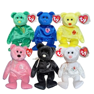 Ty Beanie Babies Asia Pacific Exclusive 2002 Mugungwha, Sakura 2, Wattlie, Vanda, Ferny, Bunga Raya