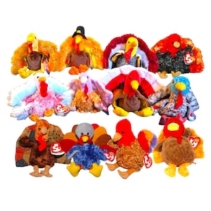 Ty Beanie Babies Turkey’s Gobbles, Drumstick, Giblets, Lurkey, Tom-e, Tommy, Turk-e