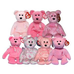 Ty Beanie Babies Breast Cancer Support Bears Cure, Aware, Awareness, Giving, Promise, Support