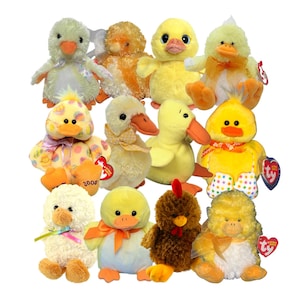 Ty Beanie Babies Spring Easter Chicks, Ducks, Clucky, Duck-e, Quackers, Peeps, Peepers, Chickie, Duckling, Puddles