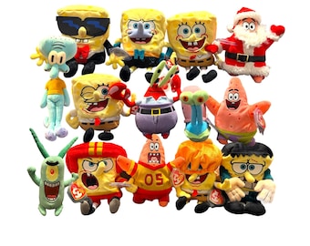 スポンジボブ　Ty ぬいぐるみ　ty Ty ビーニーベイビー「スポンジ・ボブ」 - 手に吸盤が付いた