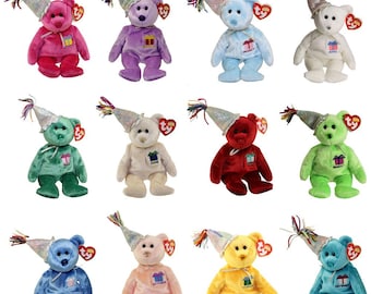 Ty Beanie Babies Birthday Bear With Party Hats