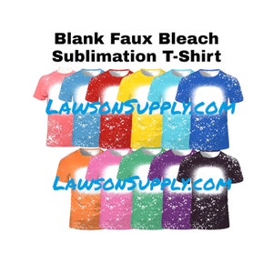 Sublimation Shirt  FAUX BLEACH Polyester Blank T-Shirt Kids Adult Up To 4XL
