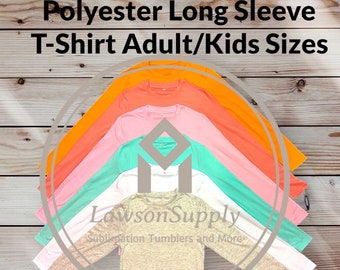 Camisetas de manga larga para sublimación en blanco para niños y adultos en tallas de poliéster con tacto de algodón