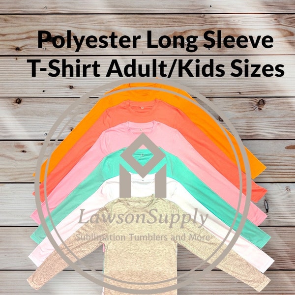 Sublimation Long Sleeve Shirt Blanks Kids Up To Adult Sizes Polyester With Cotton Feel
