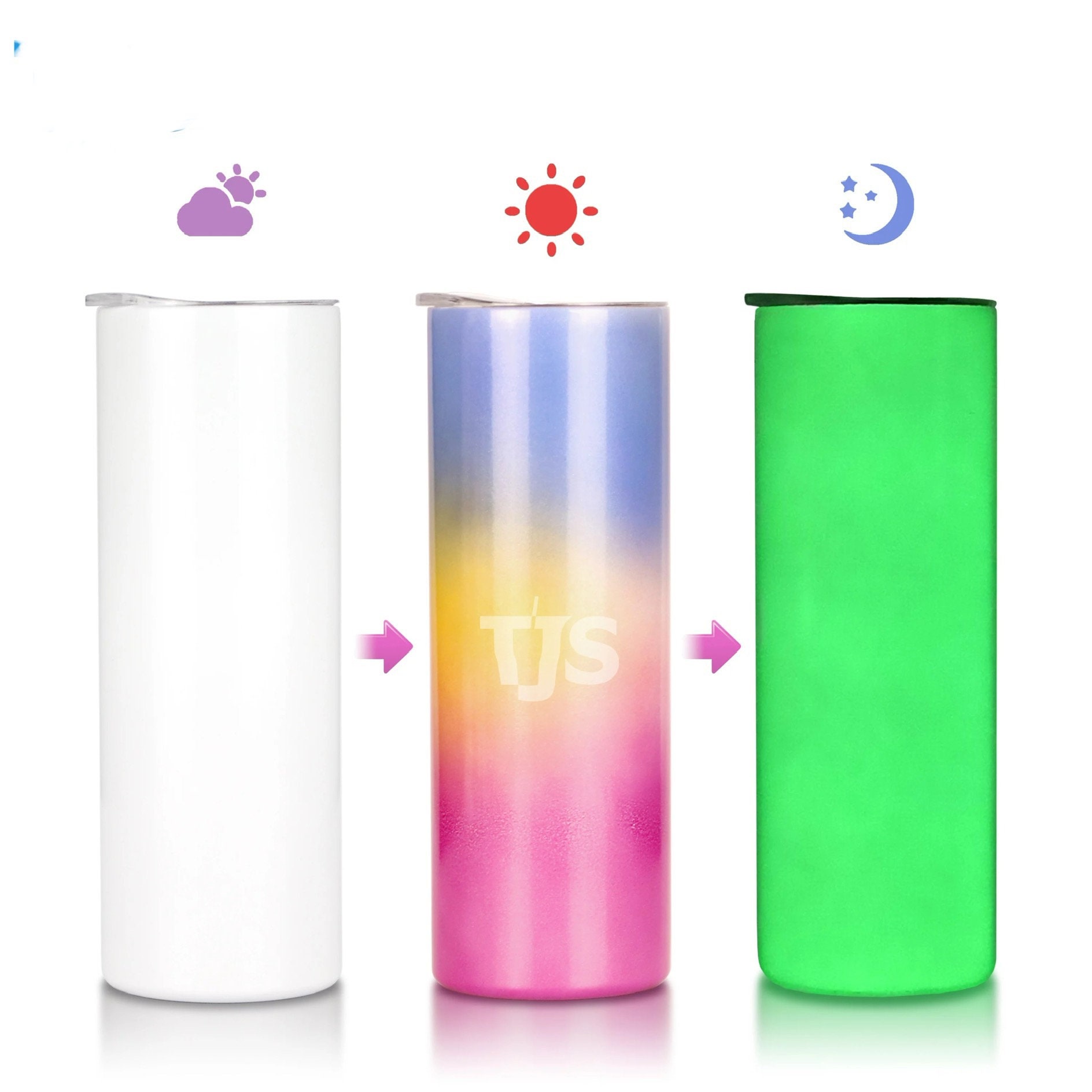 12OZ/ 350ML Sublimation UV Color Changing And Glow In The Dark Straigh