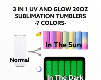 20oz UV and Glow In The Dark 3 In 1 Color Changing Straight Sublimation Tumbler