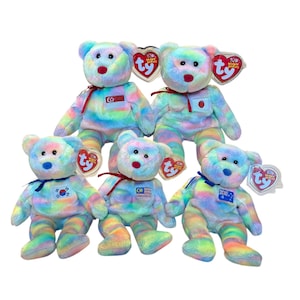 Ty Beanie Babies Tie Dye Asia Pacific Bears 2003 AI Aussiebear Wirabear Singabear Coreana