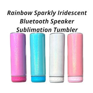 20oz Rainbow Sparkly Iridescent Bluetooth Speaker Sublimation Tumbler