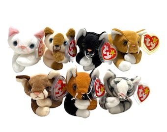 Ty Beanie Babies Cats Zip Flip Nip Chip Snip Pounce Prance