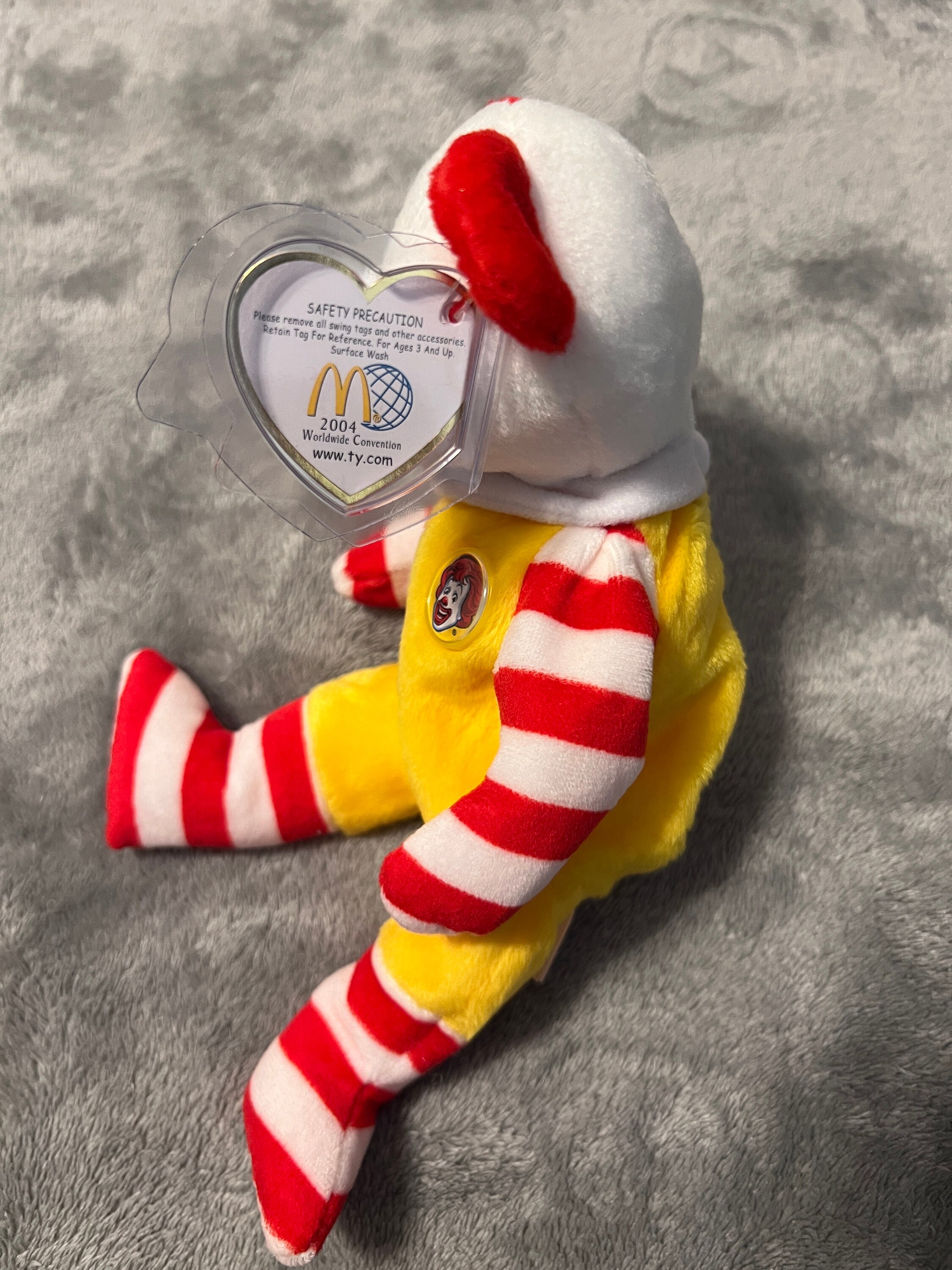 Ty Beanie Baby Full Size Ronald Mcdonald Bear 2004 Mcdonald's