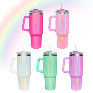 40oz Rainbow Sparkly Iridescent Sublimation Tumbler