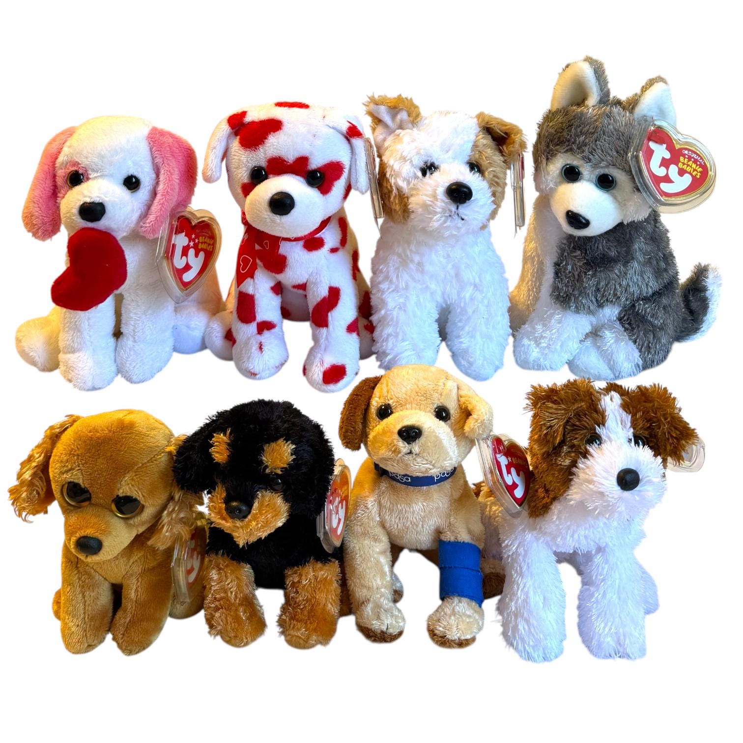 Ty Beanie Babies Dogs Brutus, Lovely, Amore, Corky, Sledder, Pads