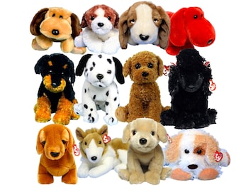 Perros Ty Beanie Buddies Dotty, Bones, Luke, Diggs, Rover, Tracker, Cassie, Gigi, Sampson, Weenie, Pugsly, Fetch