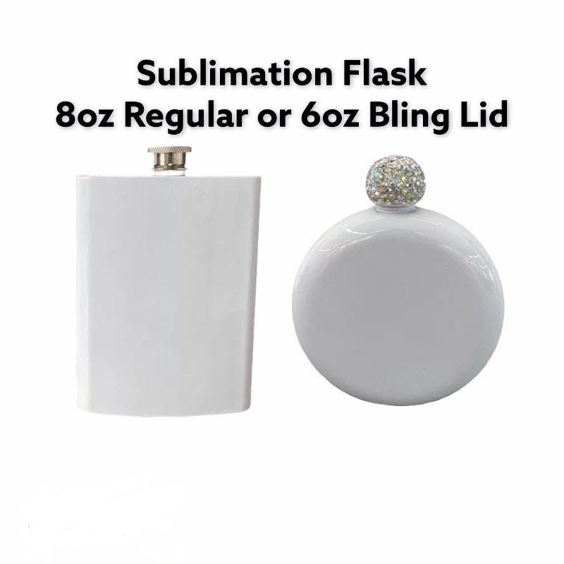 Blanco sublimatiekolven 8 oz normaal of 6 oz rond met bling-deksel