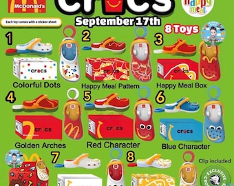 McDonald’s Crocs Happy Meal Toys Crocs Keychains Numbers 1-9 Choose