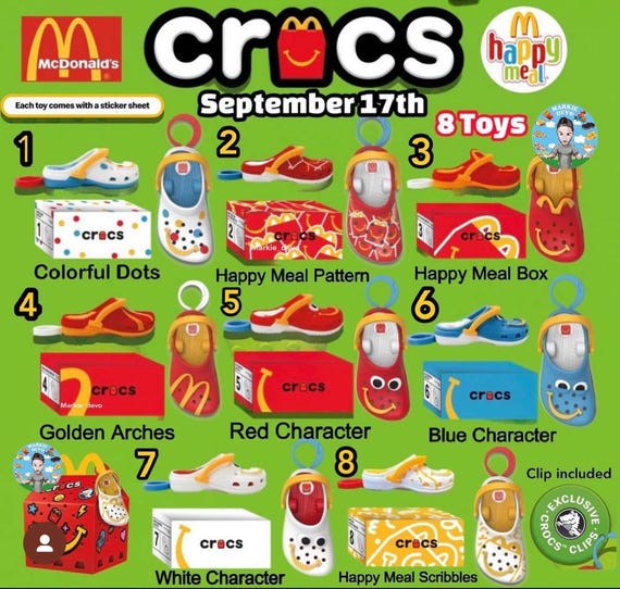 マクドナルドのクロックス ハッピーミールのおもちゃ クロックスの