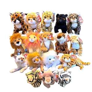 Ty ビーニーベイビーズ ビッグキャッツ ストライプ、ブリザード、キャニオン、リーロ、ティッグス、チェシー、ルンバ、ミダス 2.0、トワイライト、スニーキー、インディア、プライド、トラック、ブッシー