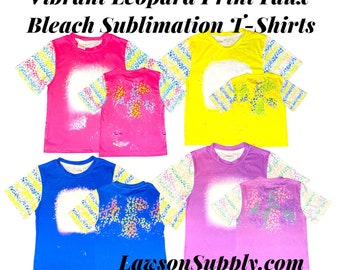 Sublimations-Bleich-T-Shirt-Rohlinge Benutzerdefinierte Druckdesigns 95% Polyester-Faux-Bleich-Design-Hemden für Erwachsene / Kindergrößen !! NEUE LEBENDIGE FARBEN