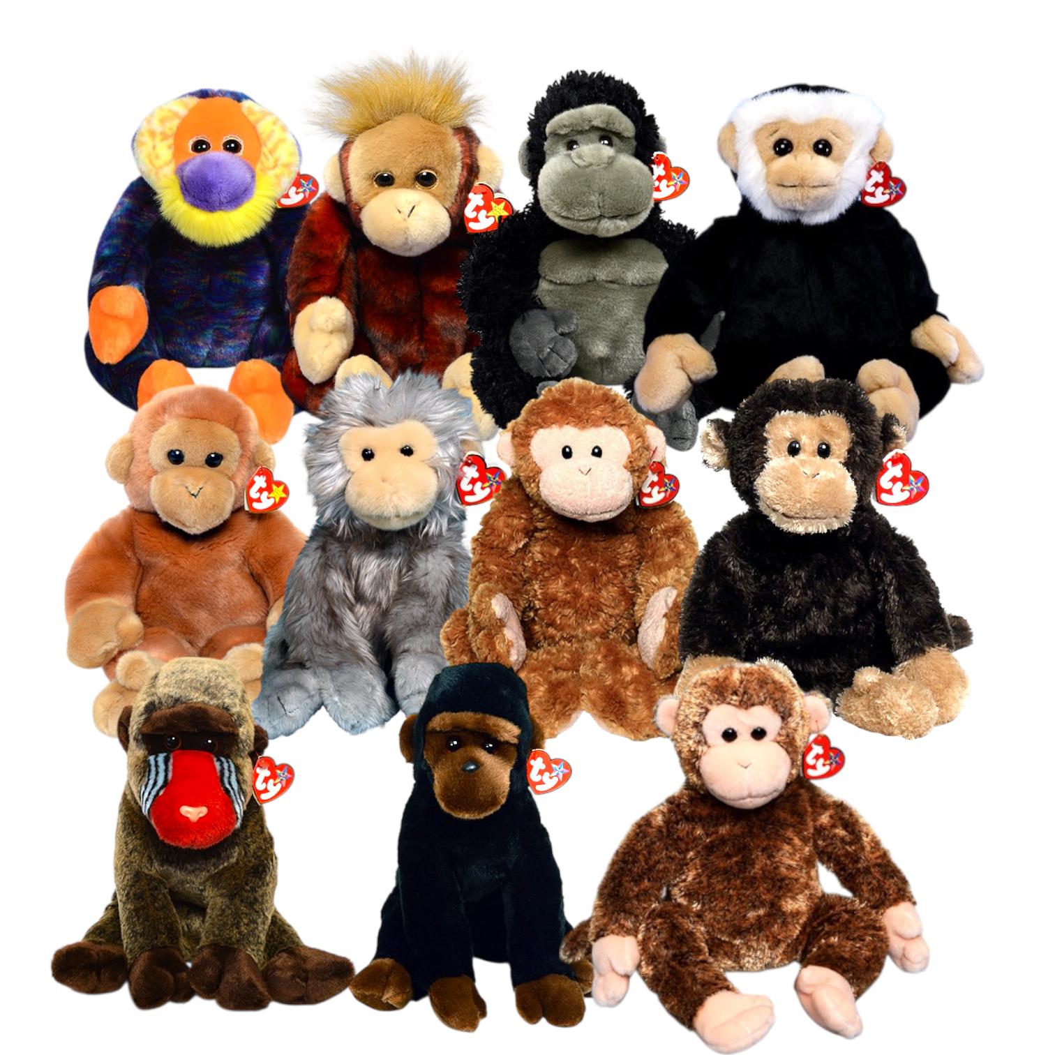 Ty Beanie Buddies Monkeys Bongo, Cheeks, Congo, Schweetheart