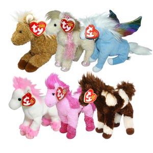 Ty Beanie Babies Horses Pegasus, Avalon, Thunderbolt, Canters, Whiffles, Barley