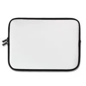 Pode incluir: Uma capa para laptop branca com um z&iacute;per preto e uma borda preta.
