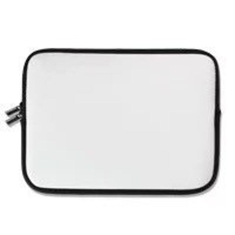 Pode incluir: Uma capa para laptop branca com um z&iacute;per preto e uma borda preta.
