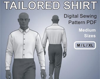 Tailored Shirt for Athletic Men - Dress Shirt - Medium Sizes M + L + XL  Digital Sewing Pattern PDF - Etsy