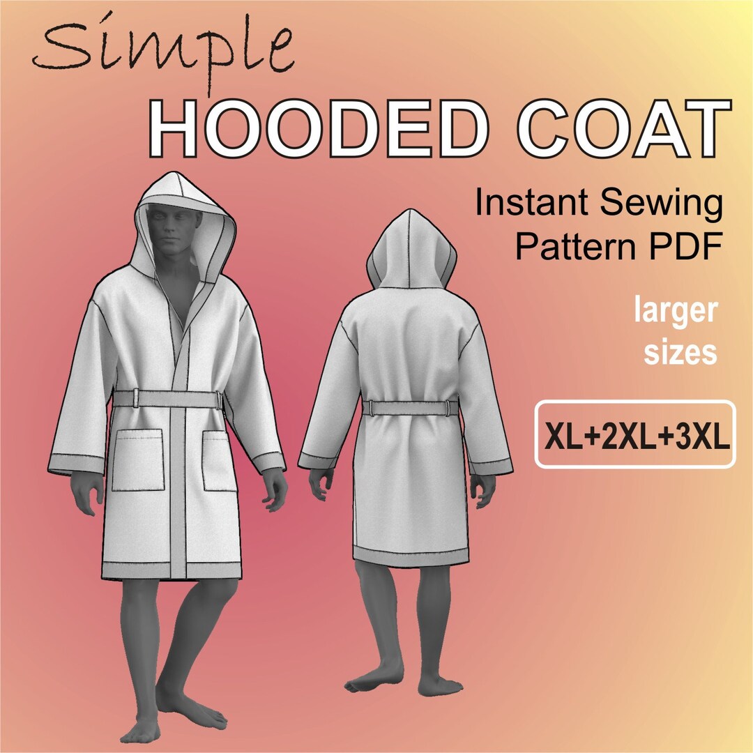 Simple Hooded Coat for Men Boxers Robe Easy Coat Without Lining ...
