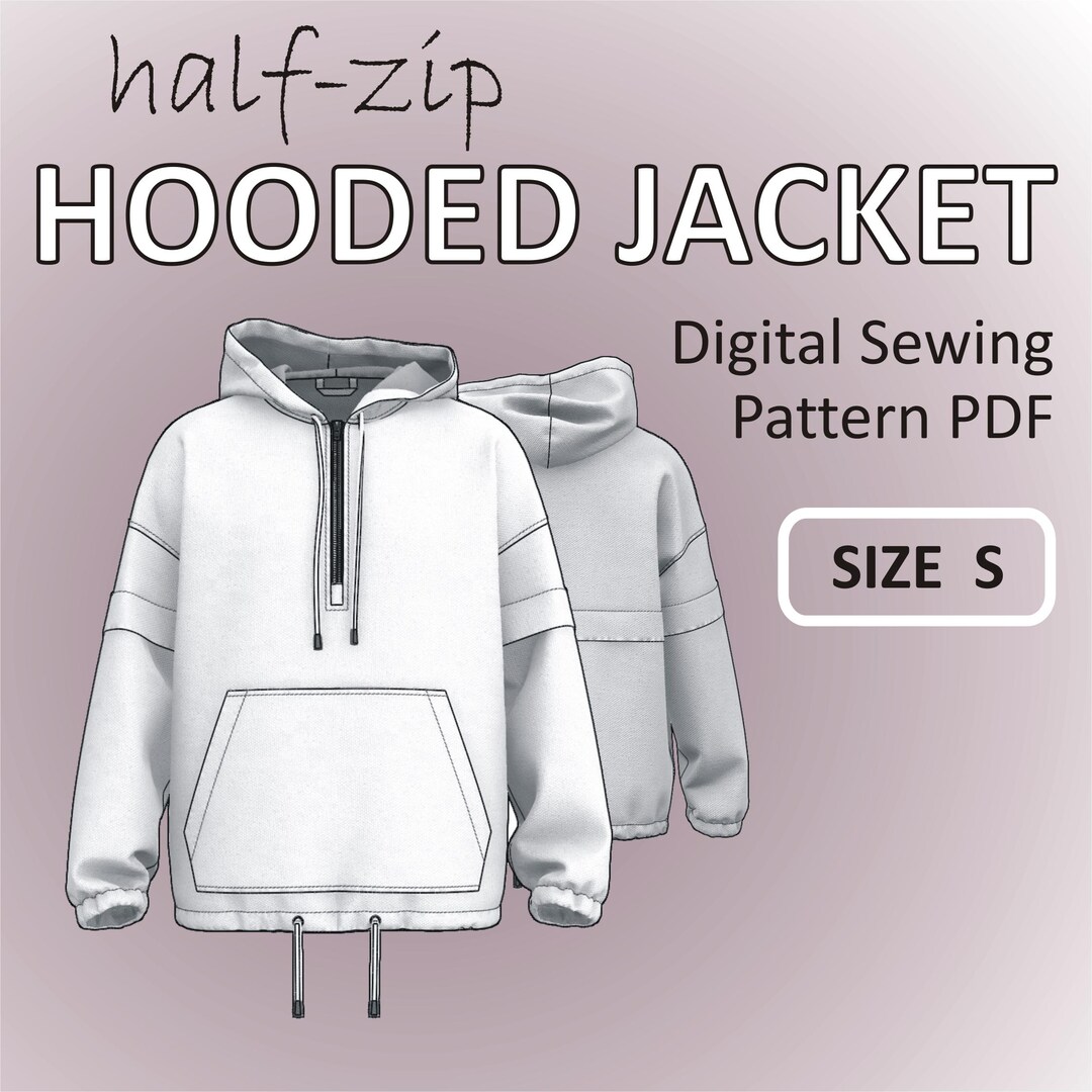 Jacket Pattern Drop Shoulder Design Half-zip Hooded Jacket With Dropped Shoulders - Oversized Hoodie Jacket ...