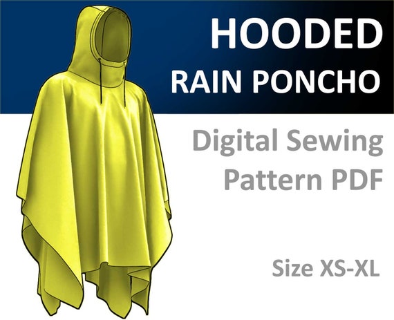 Poncho de lluvia con capucha Capa fácil para hombres Patrón de costura  digital Tamaño XS a XL Paquete -  España