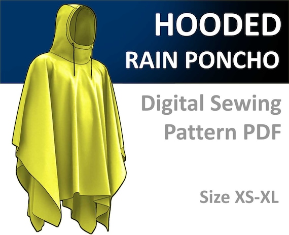 Poncho de lluvia con capucha Capa fácil para hombres Patrón de costura  digital Tamaño XS a XL Paquete -  España