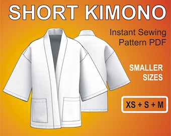 Oversized Short Kimono Style Digital PDF Sewing Pattern Oversized Jacket for men Smaller Sizes XS + S + M