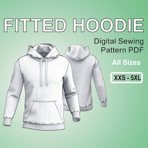 Fitted Hoodie - Hooded Sweatshirt Easy Sewing Pattern PDF - Sewing for beginners - All Sizes XXS to 5XL