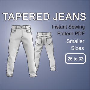 Men's Jeans Tapered Denim Pants Digital Sewing Pattern PDF Larger ...