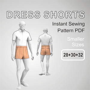 Short Dress Shorts for men Suit Pants Short Pants man Chino Shorts - Digital Sewing Pattern PDF - Smaller Sizes 28+30+32