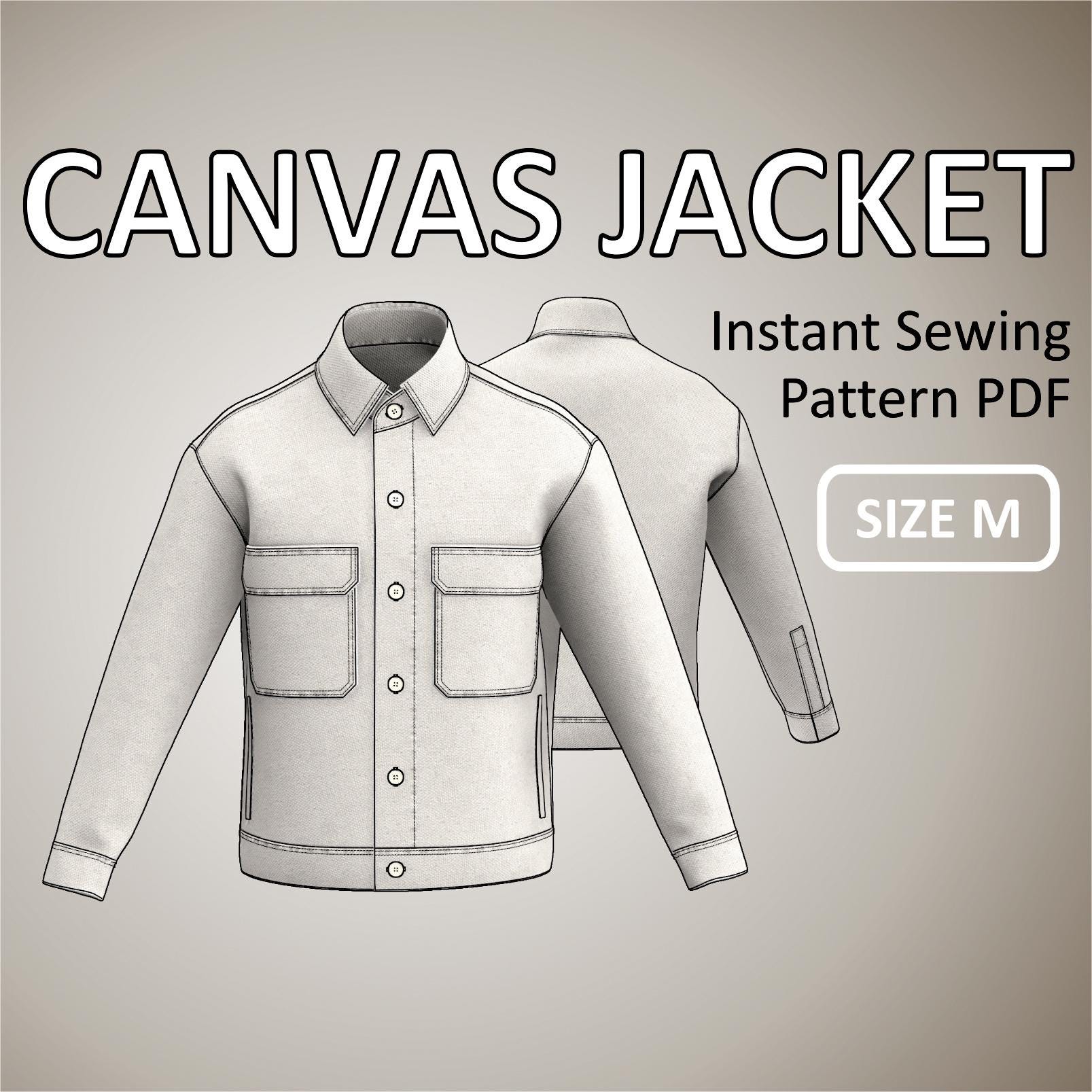 Size M - Canvas Jacket for Men Simple Jacket With Front