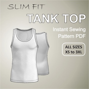 Slim Fit Tank Top Singlet For Men Digital sewing pattern PDF Underwear All Sizes Bundle from XS to 3XL