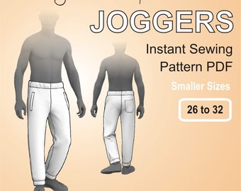 Joggers for men Sweatpants easy Trackpants for beginners - Digital Sewing Pattern PDF - Sizes 26 + 28 + 30 +32