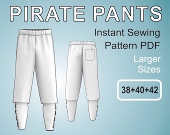 Pirate Pants for men Viking Trousers for men Cosplay - Digital Sewing Pattern PDF - Larger Sizes 38 + 40 + 42