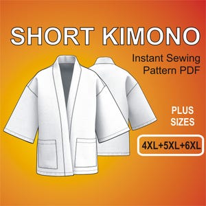 Oversized Short Kimono Style Digital PDF Sewing Pattern Oversized Jacket for men Plus Sizes 4XL + 5XL + 6XL