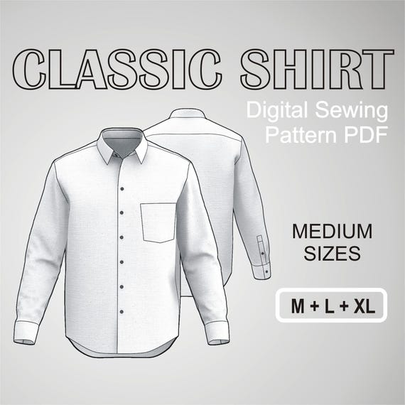 Buy Classic Dress Shirt for Men Button up Business Formal Shirt - Medium  Sizes - M + L + XL - Digital Sewing Pattern PDF Online in India - Etsy