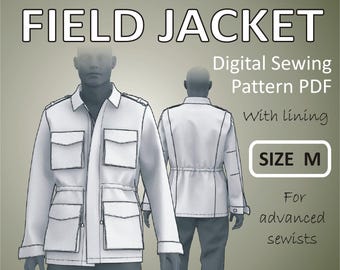 May include: A digital sewing pattern for a field jacket in size M. The pattern includes instructions for a lined jacket. The pattern is for advanced sewists.