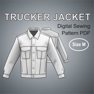 Größe M - Trucker Jacke für Männer Jeansjacke Herren Jeansjacke - Digitales Schnittmuster PDF mit ausführlicher Anleitung