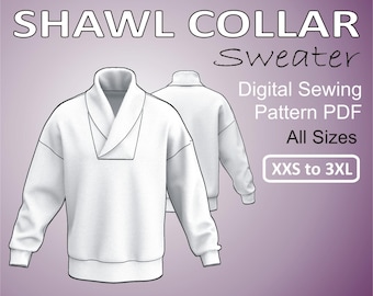 Oversized Shawl Collar Sweater - Wrap Collar Sweater - Easy