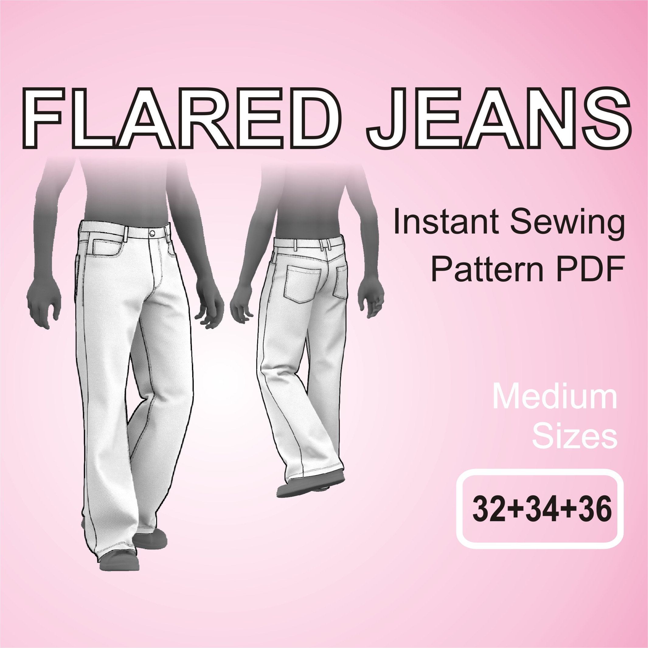 Flare Leg Pants Sewing Pattern PDF Sizes XS to XL Pants With Waistband  comfortable digital Download 